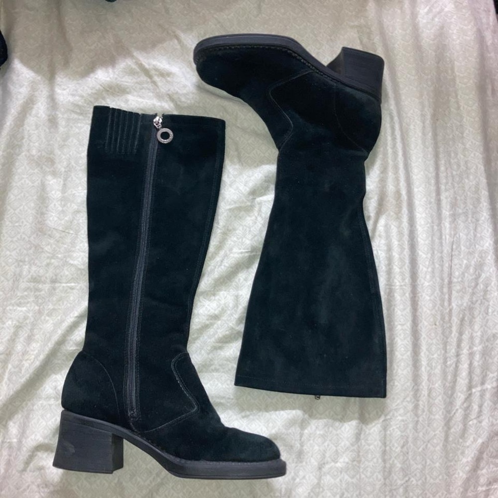 Rare Vintage 90s Suede Zodiac Knee High Boots Size 8